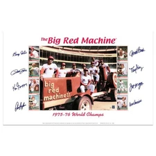Big Red Machine Tractor Lithograph Signed by the Big Red Machine's Starting Eigh