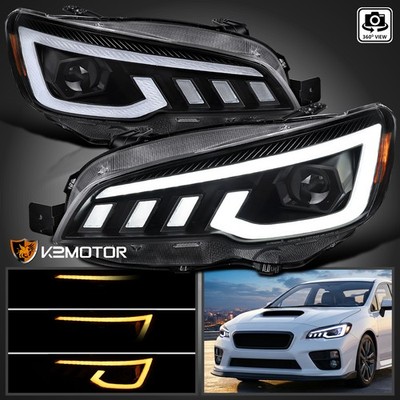 Fits 2015-2021 Subaru WRX STI Black Projector Headlights Switchback LED DRL