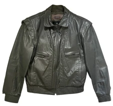 Vtg Gray Bermans Bomber Motorcycle Sz M Leather Jacket W/ Zip Liner Thinsulate