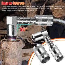 3-Jaw 90&deg; Grease Coupler Spring Loaded For Zerk Fittings Galvanized Steel #/