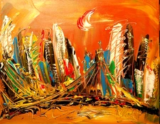 NEW YORK   CONTEMPORARY  - ORIGINAL OIL Painting  Stretched  CANVAS B753D