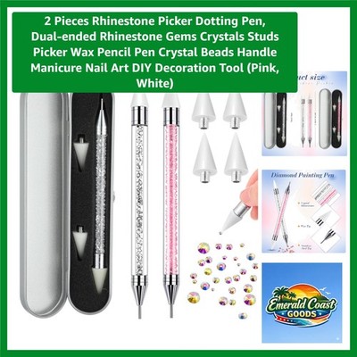 2-Piece Dual-Ended Rhinestone Picker Set - Nail Art Tool for Precision Design