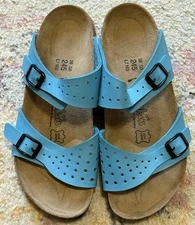Birkenstock Birkis Women’s Sz 7 Teal Blue Slide Sandals