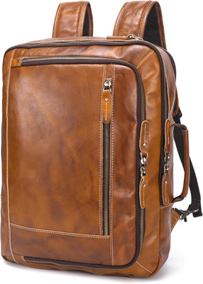 Stylish Vintage Leather 2-in-1 Backpack & Briefcase for 17'' Laptop