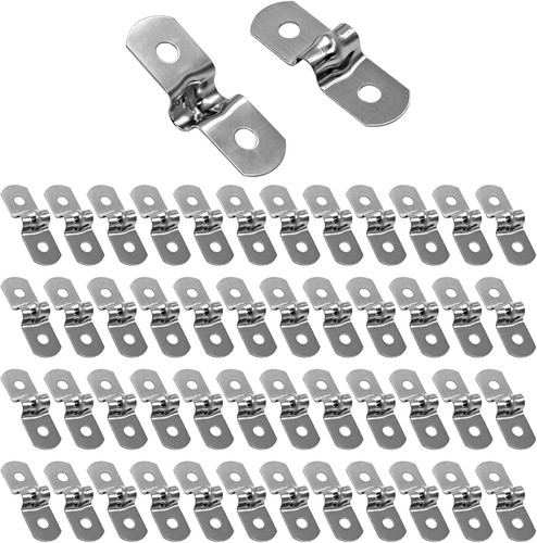 Hordion 50Pcs M5 Two Hole Strap U Bracket, Rigid Pipe M5, Silver - Picture 5 of 5
