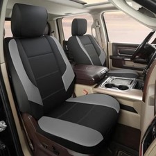 2-Pack Front Car Seat Covers - Custom Fit Dodge Ram Leather - Black & Gray - New