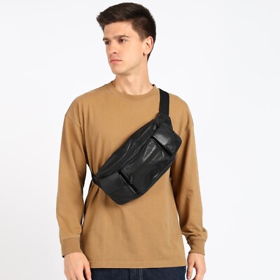 Leather Fanny Pack Belt Waist Pouch Hip Travel Purse Large Mens