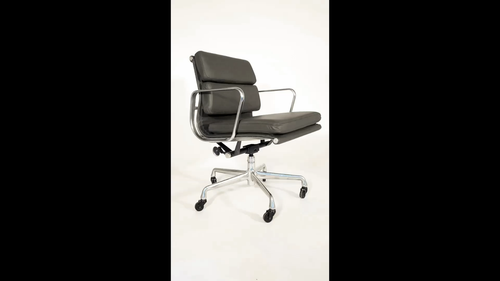 Eames Herman Miller Dark Gray Leather Office Chair Soft Pad 2000s - Video 1 of 1