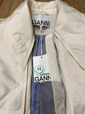 Brand New With Tag Ganni White Ivory Puffer Quilted Ripstop Coat Jacket Size 36