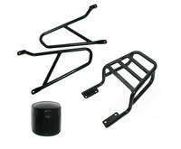 AEspares Stahl GepäCkträGer FüR Royal Enfield Interceptor Schwarz ÖLfilter Gec