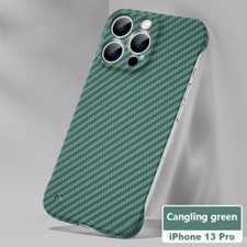 For iPhone 13 Pro Max 14 15 Frameless Carbon Fiber Bumper Slim Hard Case Cover