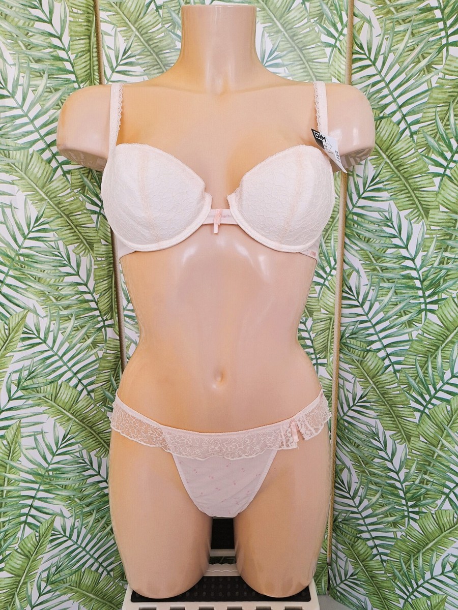 Ensemble Lingerie DIM 90B/40, Couleur Nacre/rose - Prototype Neuf Sans étiquette Carton