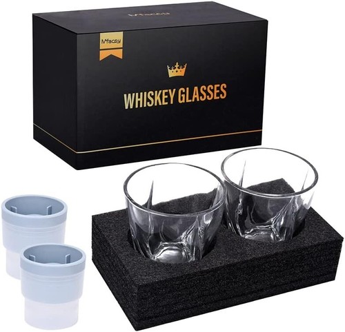 Set di 4 bicchieri da whisky vecchio stile (2 bicchieri borbonico in cristallo, 2 rotondi - Foto 2 di 4