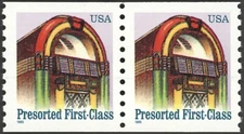 1995 US Scott #2911  (25c) Juke Box Presorted First-Class Coil Pair MNH