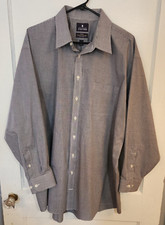 Stafford Travel Performance Super Shirt Grey Micro Plaid Size 18.5 34/35 Big