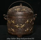 7.2" Marked Old Chinese Bronze Gilt Dynasty Palace Portable Crane incense burner