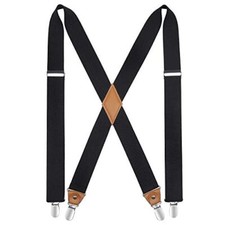 Suspenders for Men X-Back 1.4" Adjustable Elastic Suspender Braces A4-black