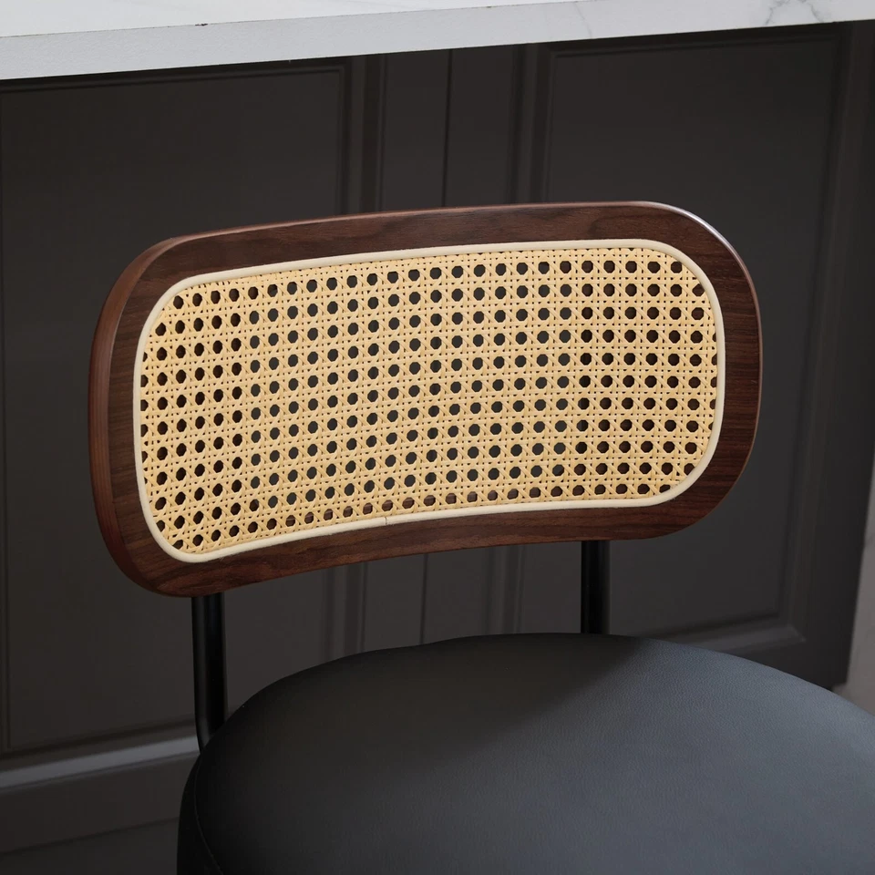 Set of 3 Swivel Walnut Bar Stools Dining Counter Height Barstool Kitchen Island - Image 4 of 4