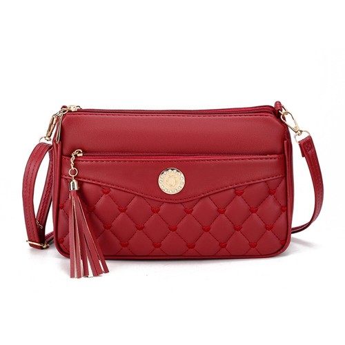 Zipper Shoulder Bag PU Leather Thread Small Purse New Crossbody Bag Women - Picture 16 of 18