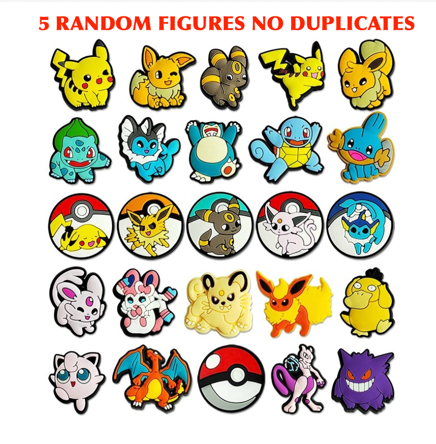 PokemonShoe Charms for Crocs Set of 5 Random Figures No Duplicates