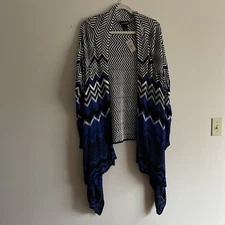Lane Bryant Wmn 26/28 Chevron Stripe Open Front Cardigan Lightweight Sweater NWT