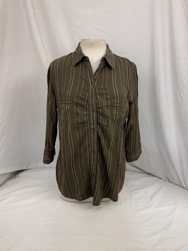 Camisa The North Face XL Marrón Rayas Abotonada 100% Algodón YGI Y1-500 Foto 2 de 4