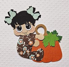 Pumpkin Baby Girl Black Hair. Scrapbook, Card Making Paper Piecing