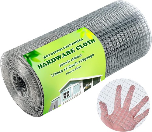 Malla de alambre soldada galvanizada de tela de hardware de 1/2 pulgada 24" x 50' para gallinero - Imagen 1 de 10