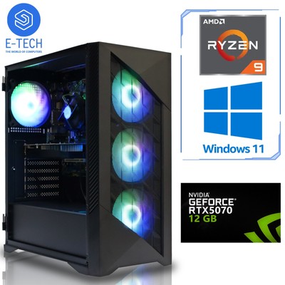 Gaming PC AMD Ryzen 9 5900X 32GB DDR4 12GB RTX 5070 1TB NVME M.2 SSD Windows 11