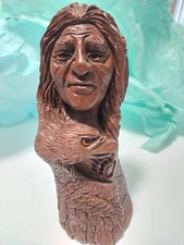 Made in USA Red Mill Mfg Native American Head Sculpture Eagle Bear Claw Vintage