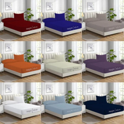 Extra Deep Fitted Sheets 16"/40CM Bed Sheet Single Double King Super King Size