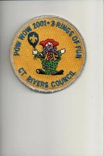 2001 CT Rivers Council Pow Wow 3 Rings Of Fun patch