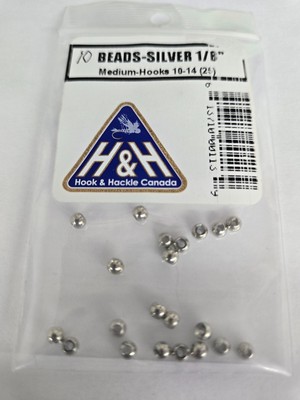 Lot of Beads ''  Sliver  ''  1/8'' Med 25 pc   Hook size 10 - 14