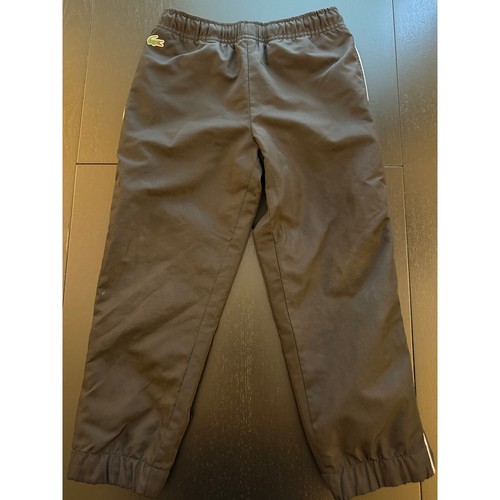 Lacoste Kids Track Pants Size 6 Boys Black Lined Zip Hem Athletic Sweatpants - Picture 2 of 11