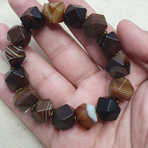 Vintage Natural Pattern Suliemani Agate Beaded Bracelet - Picture 3 of 17