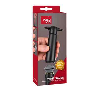 Vacu Vin (0981460) Wine Saver Vacuum Pump Set with 2 Stoppers - Black