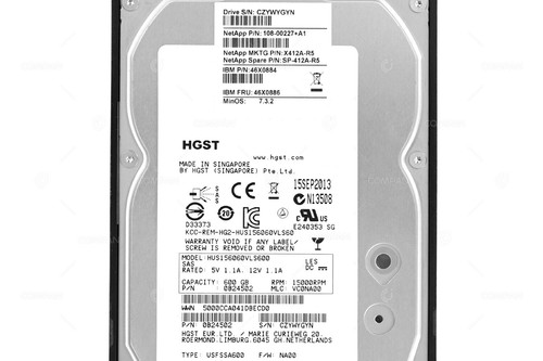 X412A-R5 NETAPP HDD 600GB 15K SAS 3G 3.5" HOT-SWAP FOR NETAPP DS4243 - Photo 4/8
