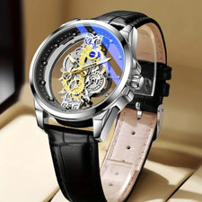 Luxury Black Men Quartz Watch Stainless Steel Strap Water-Resistant Business