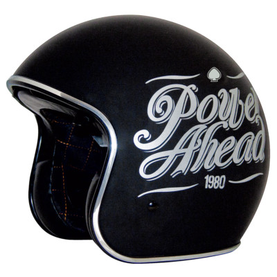 Zox Route 80 Slogan Black Open Face Motorcycle Helmet Adult Size