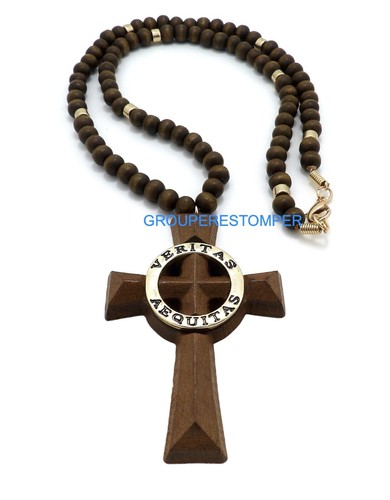 Nuevo Collar Colgante de Rosario de Madera Veritas Aequitas Verdad y Justicia - Imagen 26 de 31