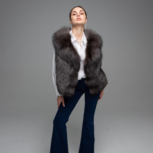 2025 Mujeres Real Genuino Piel Toda Vulpes Piel de Zorro Chaleco Chaqueta Abrigo Cálido Chaleco