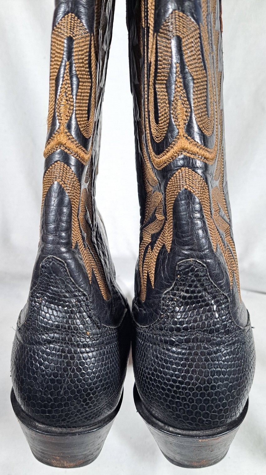 Lucchese Mens 8D Lizard Leather Black Brown Patte… - image 3