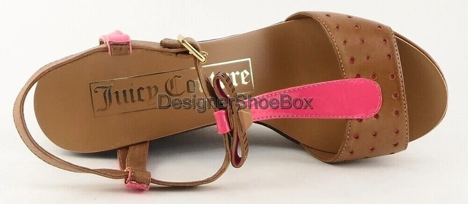 $250 JUICY COUTURE KATI Caramelo Rosa Charol Diseñador Plataforma Cuñas 10 Foto 4 de 4