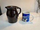 Antique albany slip glaze crock pitcher late 1800s as per AI few tiny lip chips — photo 1
