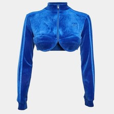 adidas Originals x Jeremy Scott Blue Cropped Track Jacket Size XL Velour