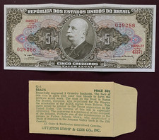 Brazil  5 Cruzeiros 1962-1964 !!UNCIRCULATED !! Banknote P-176 Littleton Co.