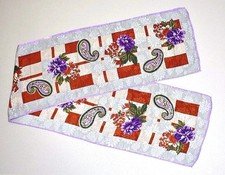 Vintage ALBERT NIPON Silk Brocade Scarf Floral / Paisley / Geometrical 53" x 10"