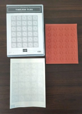 Stampin Up Stamp Set Timeless Tiles Cling Card Making Craft Background  157877.