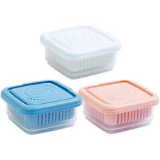  3pcs Fresh Food Storage Containers: Produce Saver Box With Drain Baskets & Lid-
