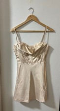 Princess Polly Champagne Satin Mini Dress Corset Bustier Bodycon Size US 6 AU 10